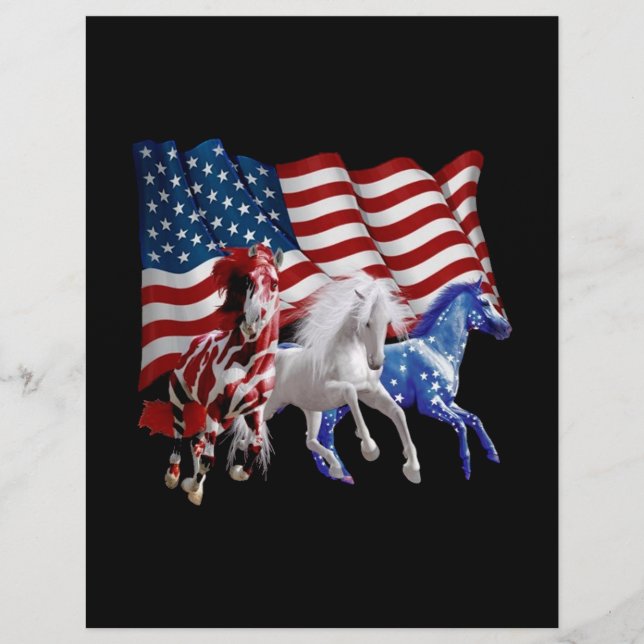 Prospectus 21,6 Cm X 24,94 Cm Cheval Usa Drapeau Américain Cheval (Devant)
