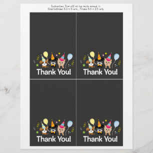 Prospectus 21,6 Cm X 24,94 Cm chien, Carte de remerciements de fête anniversaire