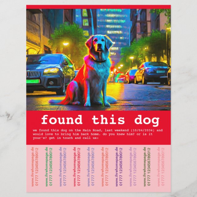 Prospectus 21,6 Cm X 24,94 Cm Chien trouvé (Devant)