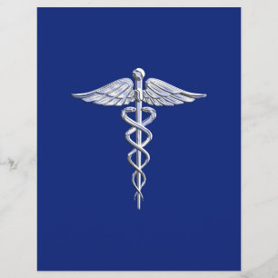 Prospectus 21,6 Cm X 24,94 Cm Chrome Comme Caduceus Symbole Médicale Marine Déco