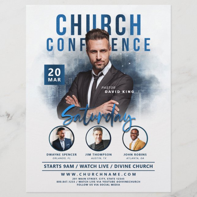 Prospectus 21,6 Cm X 24,94 Cm Church Conference Service Faded City Event (Devant)