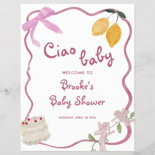 Prospectus 21,6 Cm X 24,94 Cm Ciao Baby Girl Baby shower Affiche de bienvenue