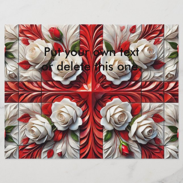 Prospectus 21,6 Cm X 24,94 Cm Circulaire avec Design Rose anglais (Devant)