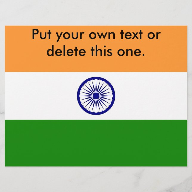 Prospectus 21,6 Cm X 24,94 Cm Circulaire avec drapeau de l'Inde (Devant)