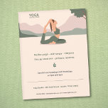 Prospectus 21,6 Cm X 24,94 Cm Circulaire de l'instructeur de yoga<br><div class="desc">Un flyer avec la silhouette d'une femme dans la pose du pigeon roi,  un paysage dans l'arrière - plan et des informations personnalisables,  le tout dans les tons pastel. Parfait pour des activités telles que le yoga instructeur ou enseignant,  la méditation,  centre de relaxation ou de bien-être,  thérapeute,  etc.</div>