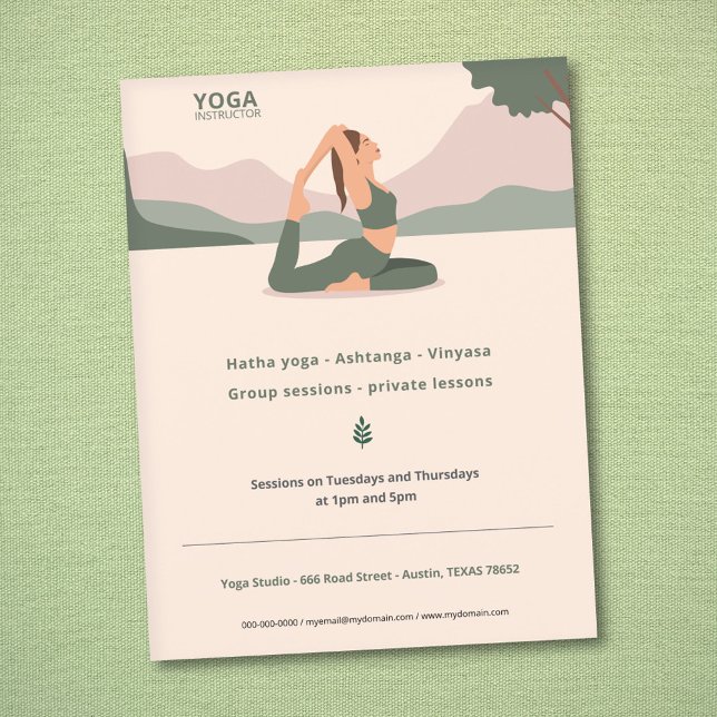Prospectus 21,6 Cm X 24,94 Cm Circulaire de l'instructeur de yoga (Yoga Instructor Flyer)
