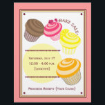 Prospectus 21,6 Cm X 24,94 Cm Circulaire de vente de gâteaux - Cupcakes<br><div class="desc">Un prospectus de vente de gâteaux avec une illustration de quatre cupcakes : chocolat,  framboise,  citron et orange. Personnalisez avec les détails de votre événement. com</div>