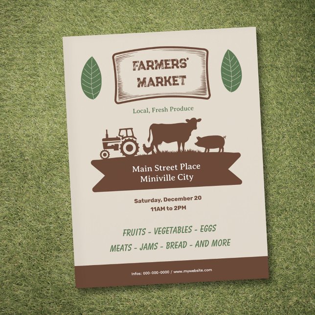 Prospectus 21,6 Cm X 24,94 Cm Circulaire du marché agricole (Farmers' Market Flyer)