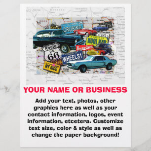 Prospectus 21,6 Cm X 24,94 Cm Circulaire - Route 66 Voitures Classiques
