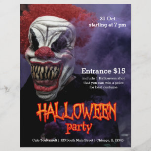 Prospectus 21,6 Cm X 24,94 Cm Cirque de clown effrayant Halloween