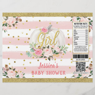 Prospectus 21,6 Cm X 24,94 Cm Citerne C'est une fille Baby Shower Chip Bag Wrapp