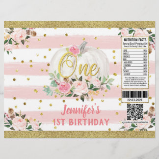 Prospectus 21,6 Cm X 24,94 Cm Citrouille fille 1er anniversaire Pink Chip Wrappe