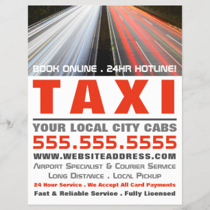 Prospectus 21,6 Cm X 24,94 Cm City Street Lights, Taxi Cab Firm with Price List