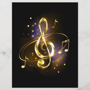 Prospectus 21,6 Cm X 24,94 Cm Clé de sol musicale en or