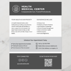 Prospectus 21,6 Cm X 24,94 Cm Clinique de soins médicaux Code QR de logo personn