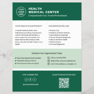 Prospectus 21,6 Cm X 24,94 Cm Clinique de soins médicaux Code QR de logo personn