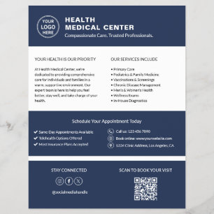 Prospectus 21,6 Cm X 24,94 Cm Clinique de soins médicaux Logo personnalisé Code 