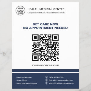 Prospectus 21,6 Cm X 24,94 Cm Clinique médicale QR Soins urgents sans rendez-vou