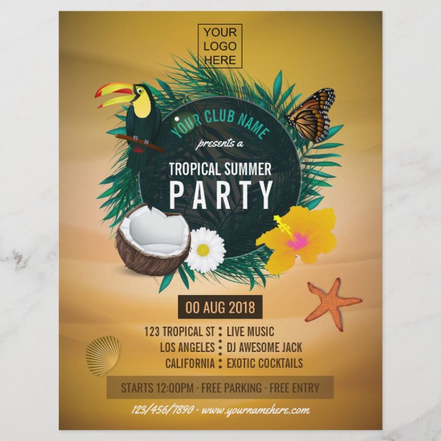 Prospectus 21,6 Cm X 24,94 Cm Club/Corporate Tropical Summer ajouter photo et lo (Devant)