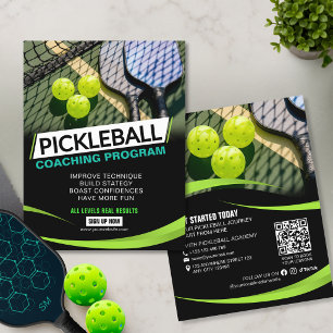 Prospectus 21,6 Cm X 24,94 Cm Club de cours de pickleball noir moderne Académie