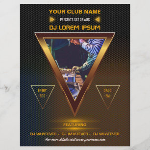 Prospectus 21,6 Cm X 24,94 Cm Club DJ Dance Music Party ajouter logo et photo
