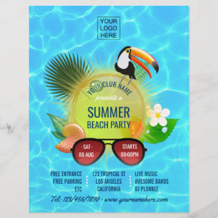 Prospectus 21,6 Cm X 24,94 Cm Club Summer Beach Party personnalisé ajoutez photo