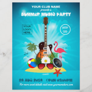 Prospectus 21,6 Cm X 24,94 Cm Club Summer Music Party ajouter logo et photo