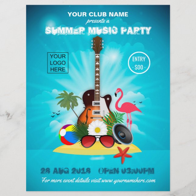 Prospectus 21,6 Cm X 24,94 Cm Club Summer Music Party ajouter logo et photo (Devant)