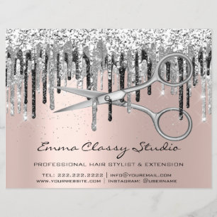 Prospectus 21,6 Cm X 24,94 Cm Coiffeur Hair Stylliste Nails Silver Grey Rose