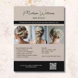 Prospectus 21,6 Cm X 24,94 Cm Coiffeur Styliste Coiffeur Salon 3 Photos QR Beige