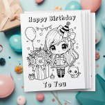 Prospectus 21,6 Cm X 24,94 Cm Color Me Anime Fille's Birthday<br><div class="desc">Jolie petite fille d'anniversaire avec ses ballons,  chaton et cadeaux. Page de coloriage simple et facile en noir et blanc pour les enfants à une fête d'anniversaire ou juste pour le plaisir. Vous pouvez les acheter en gros. Idéal pour les enseignants,  les pré-écoles ou les fêtes d'anniversaire !</div>