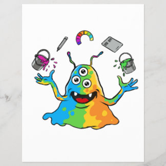 Prospectus 21,6 Cm X 24,94 Cm Colorful Jelly Alien Juggling Cute Art Monster Whi