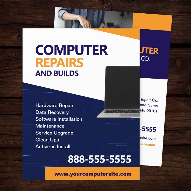Prospectus 21,6 Cm X 24,94 Cm Computer Repairs and Maintenance Flyer Template (Créateur téléchargé)