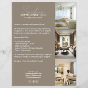 Prospectus 21,6 Cm X 24,94 Cm Concepteur Professionnel Moderne Taupe