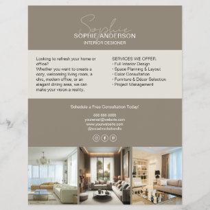 Prospectus 21,6 Cm X 24,94 Cm Concepteur Professionnel Moderne Taupe Promotionne