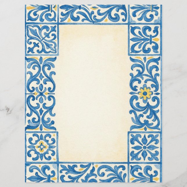 Prospectus 21,6 Cm X 24,94 Cm Conception d'aquarelle fixe portugaise Azulejo (Devant)