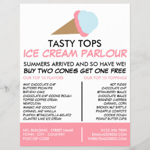 Prospectus 21,6 Cm X 24,94 Cm Cône de glace, Publicité de salon de glace