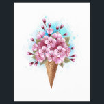 Prospectus 21,6 Cm X 24,94 Cm Cône rose Sakura crème glacée gaufre<br><div class="desc">Cône gaufre douce avec fleurs de cerisier japonais rose frais sur arrière - plan blanc avec stries d'aquarelle bleue. Cerise japonaise rose.</div>