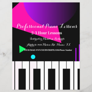 Prospectus 21,6 Cm X 24,94 Cm Cours de piano Clavier néon Professeur Tuteur