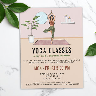 Prospectus 21,6 Cm X 24,94 Cm Cours de Yoga Posture de l'Arbre Leçons de Yogini 