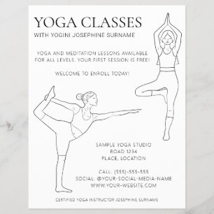 Prospectus 21,6 Cm X 24,94 Cm Cours de Yoga Simple Ligne d'Art Moderne Minimalis