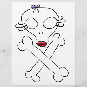 Prospectus 21,6 Cm X 24,94 Cm Crâne Alien Féminin Mignon Os Croisés