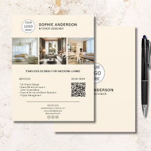 Prospectus 21,6 Cm X 24,94 Cm Crème QR Photo de Logo Personnalisé Professionnel