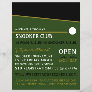 Prospectus 21,6 Cm X 24,94 Cm Cue Ball, Pool Club, Snooker Club Publicité