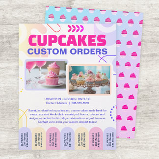Prospectus 21,6 Cm X 24,94 Cm Custom Cupcakes and Cakes Tear Offs Flyer Template