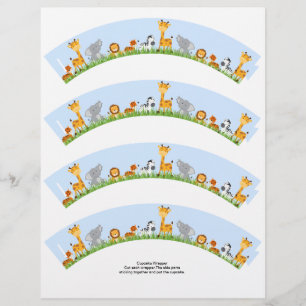 Prospectus 21,6 Cm X 24,94 Cm Cute Jungle Animaux Garçon Plain Cupcake Wrapper