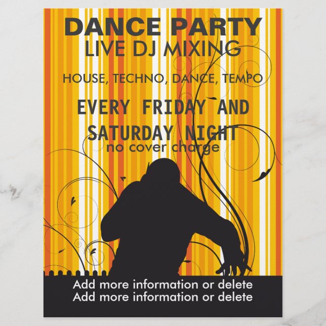 Prospectus 21,6 Cm X 24,94 Cm Dance Party Live DJ Music Flyer (Devant)