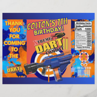 Prospectus 21,6 Cm X 24,94 Cm Dart Battle Birthday Chip Bag!