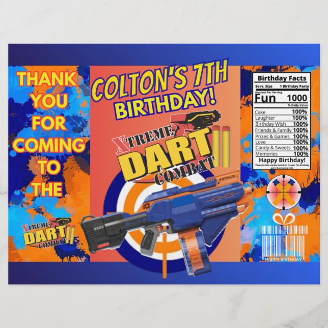 Prospectus 21,6 Cm X 24,94 Cm Dart Battle Birthday Chip Bag! (Devant)