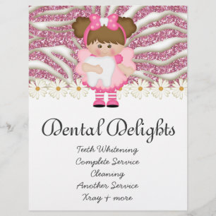 Prospectus 21,6 Cm X 24,94 Cm Dental Dentist Tooth Fairy Cute Zebra Glitter